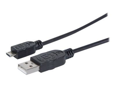 Manhattan USB-A to Micro-USB Cable, 1.8m, Male to Male, Black, 480 Mbps (USB 2.0)