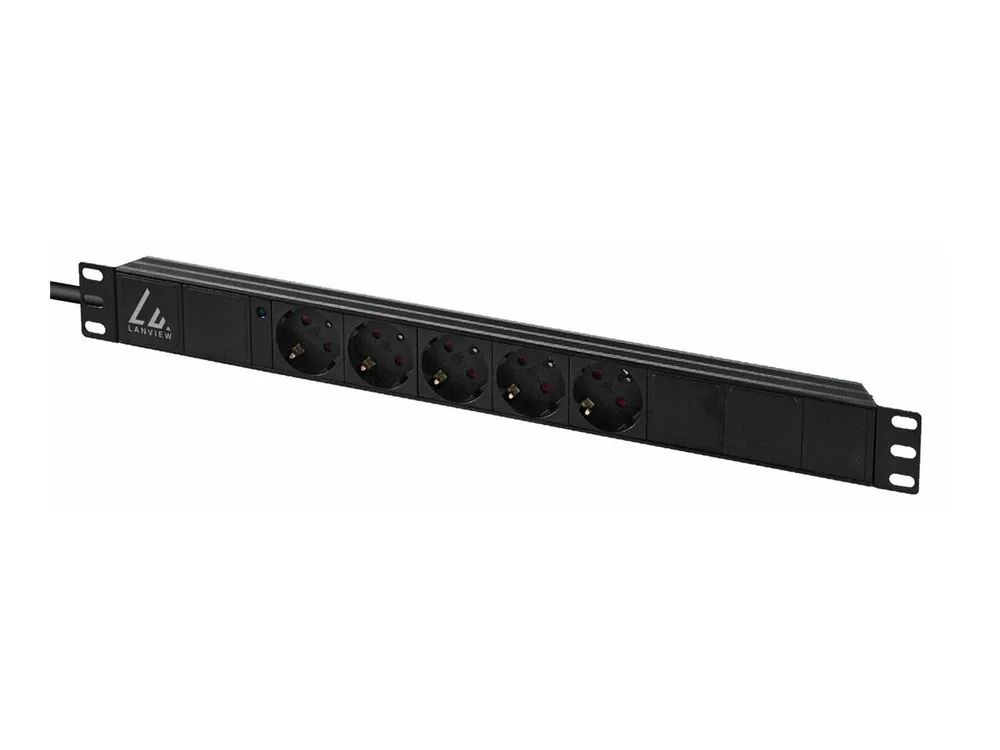 Lanview Steckdosenleiste (Rack - einbaufähig) - 10A - Wechselstrom 230 V - 1-phasig - Eingabe, Eingang Typ F - Ausgangsanschlüsse: 5 (Typ F)