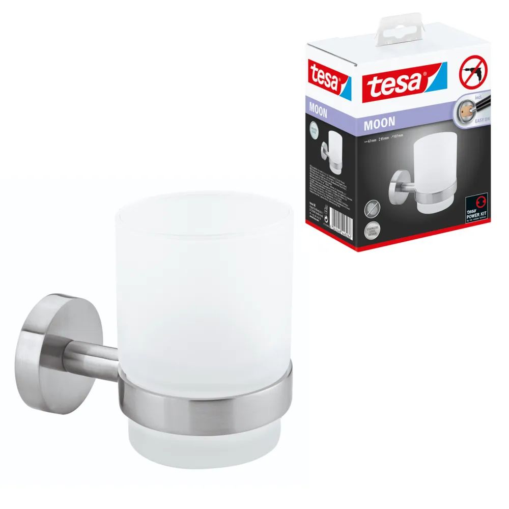 tesa® MOON Zahnputzbecher, satiniertes Glas