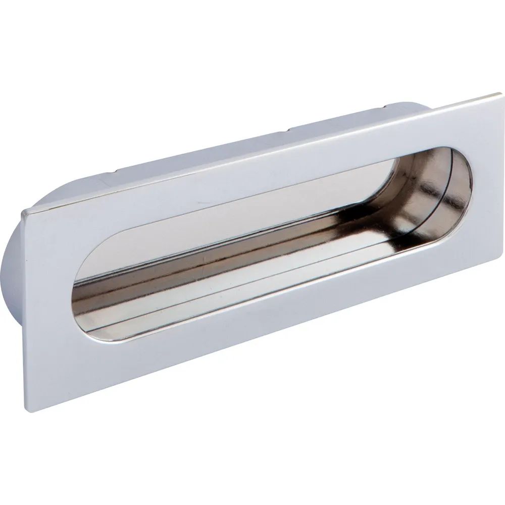 Siro Muschelgriff Azan Breite 125 mm, Einlassmaß 121 x 39 mm, ZN verchromt poliert