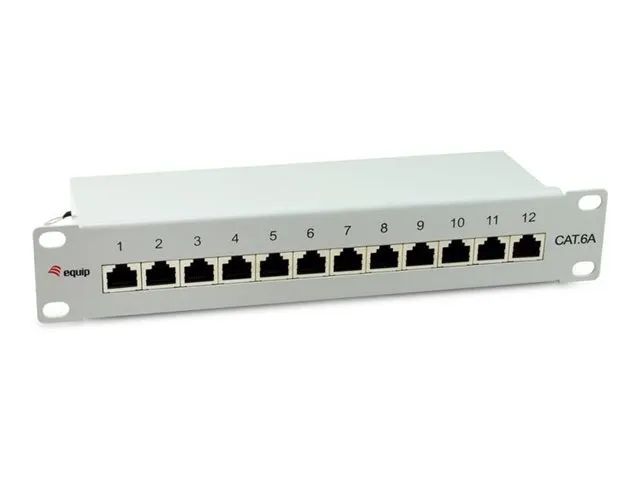 Equip Patch Panel - Rack montierbar - CAT 6a - abgeschirmt - RJ-45 X 12 - RAL 7035, Hellgrau - 1U - 25.4 cm (10")