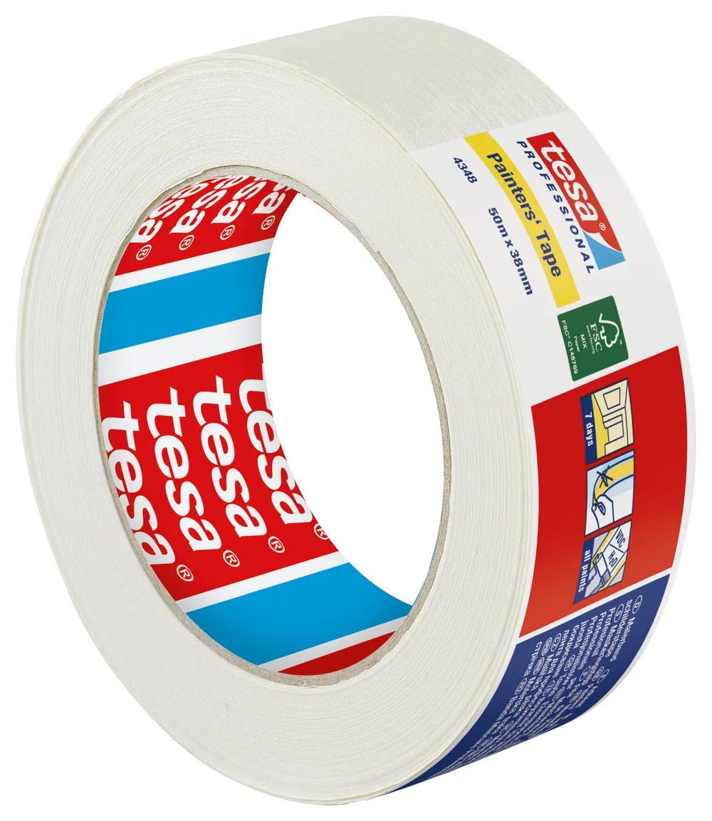 tesa® tesakrepp 4348 Malerband Beige 50 m x 38 mm – für saubere Farbkanten beim Streichen