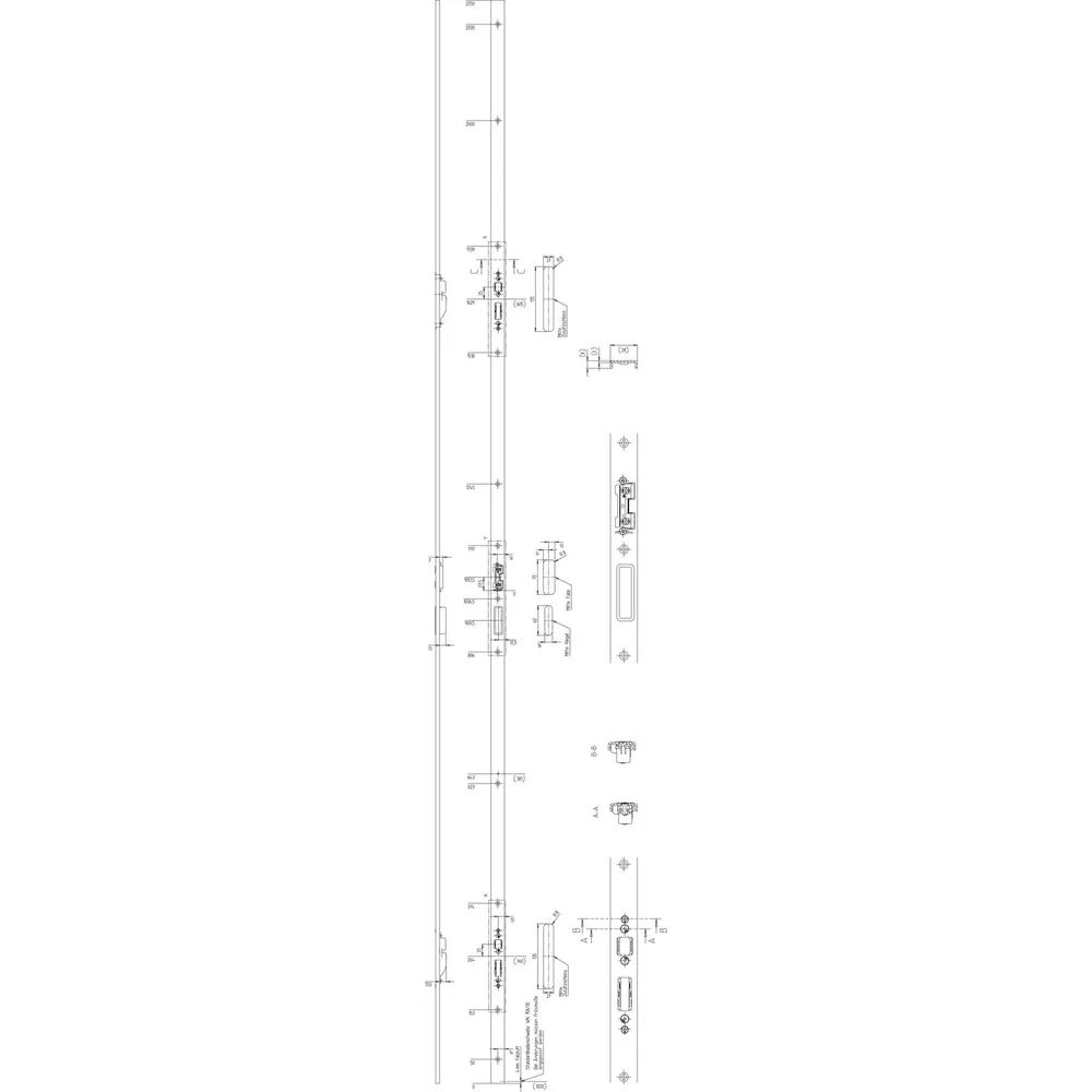 KFV Schließleiste B298 Q zu AS 2600 Syst. 13mm, rechts,verzinkt silber