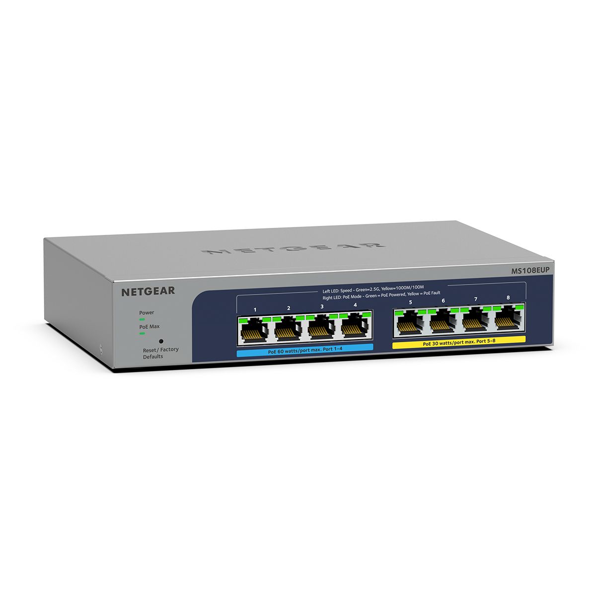 Netgear Plus MS108EUP - Switch - managed - 4 x 100/1000/2.5G (PoE++)