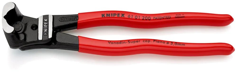 KNIPEX 61 01 200 Bolzen-Vornschneider hochübersetzt mit Kunststoff überzogen schwarz atramentiert 200 mm