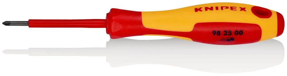 KNIPEX Schraubendreher für Kreuzschlitzschrauben Pozidriv® isolierender Mehrkomponenten-Griff, VDE-geprüft brüniert 162 mm