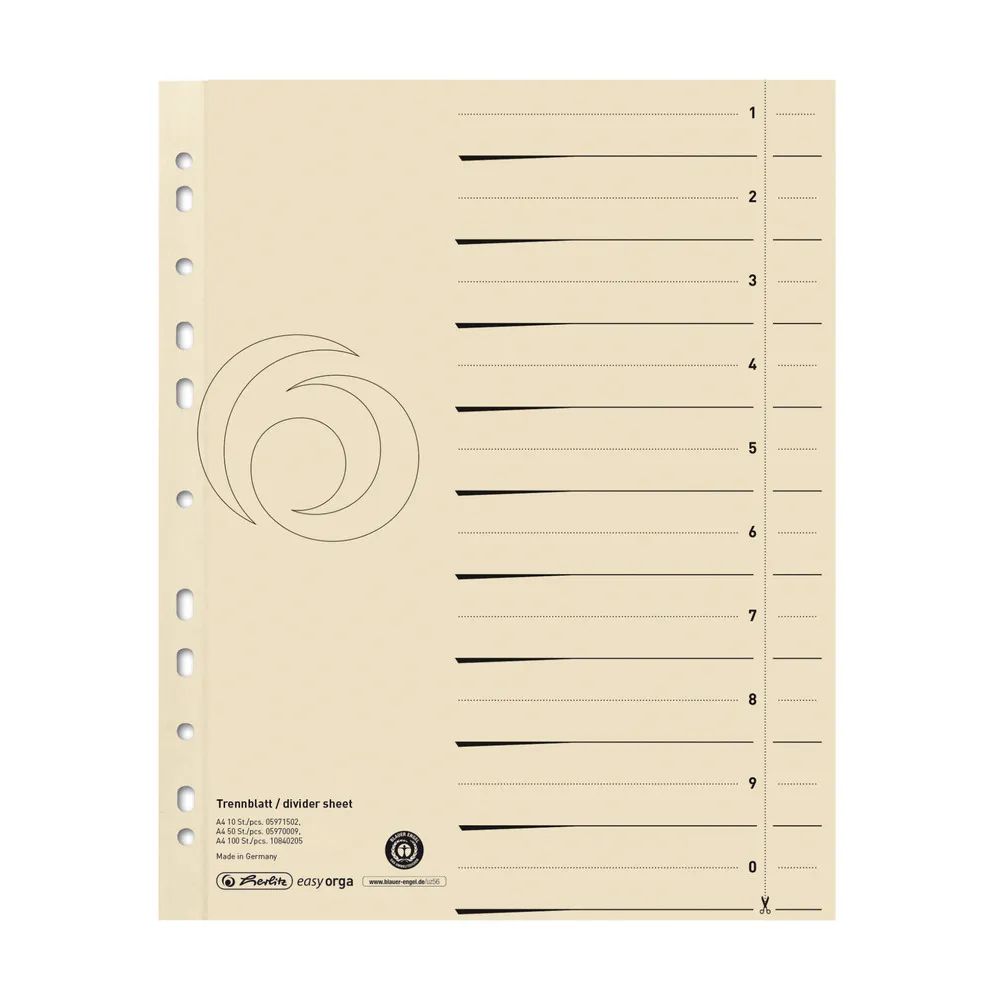 herlitz Trennblatt, A4, chamois, 100er Packung