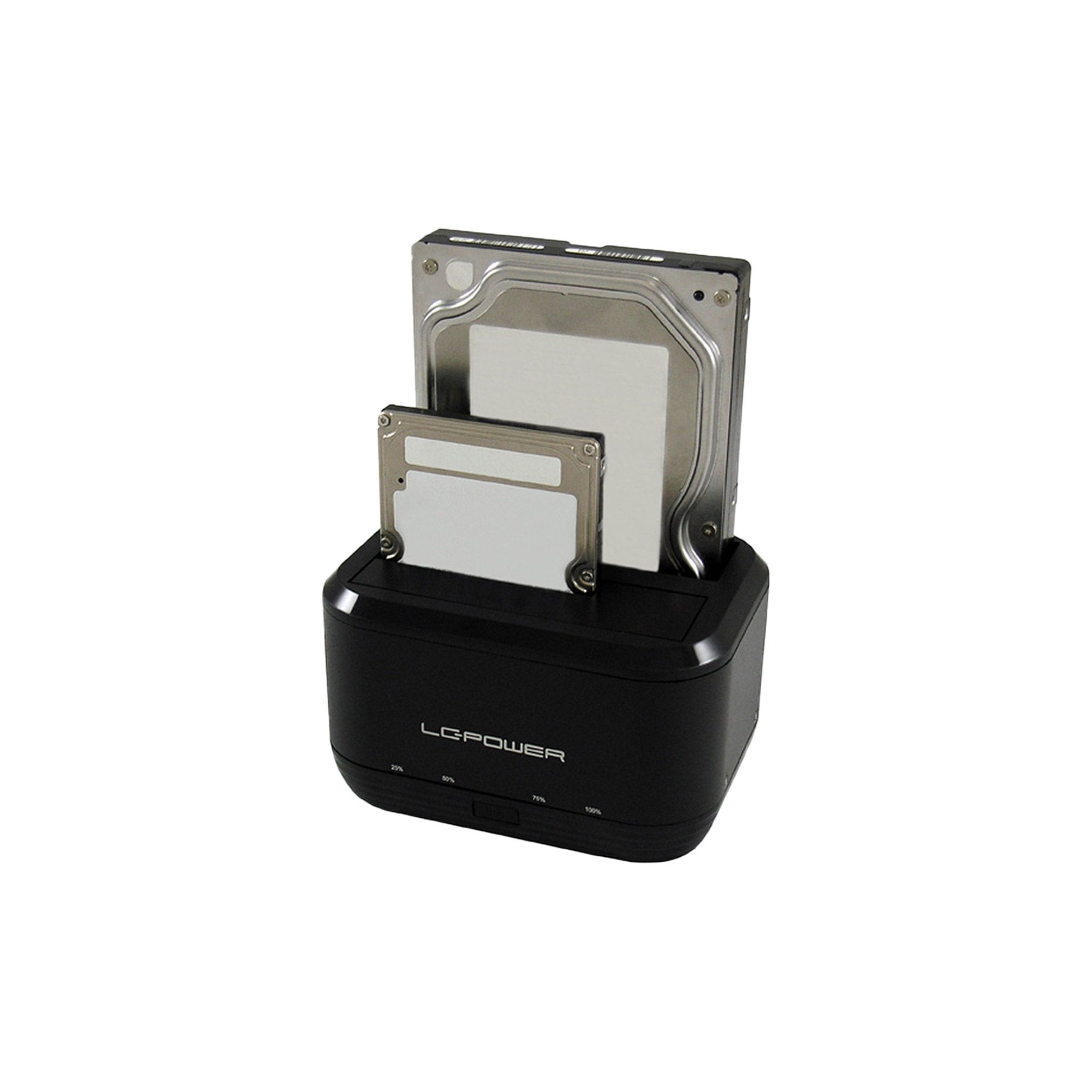 LC-Power LC-DOCK-U3-III - HDD-Dockingstation mit Ein/Aus-Schalter, Klon-Funktion Schächte: 2 - 2,5" / 3,5" gemeinsam genutzt (6,4 cm/8,9 cm gemeinsam genutzt)