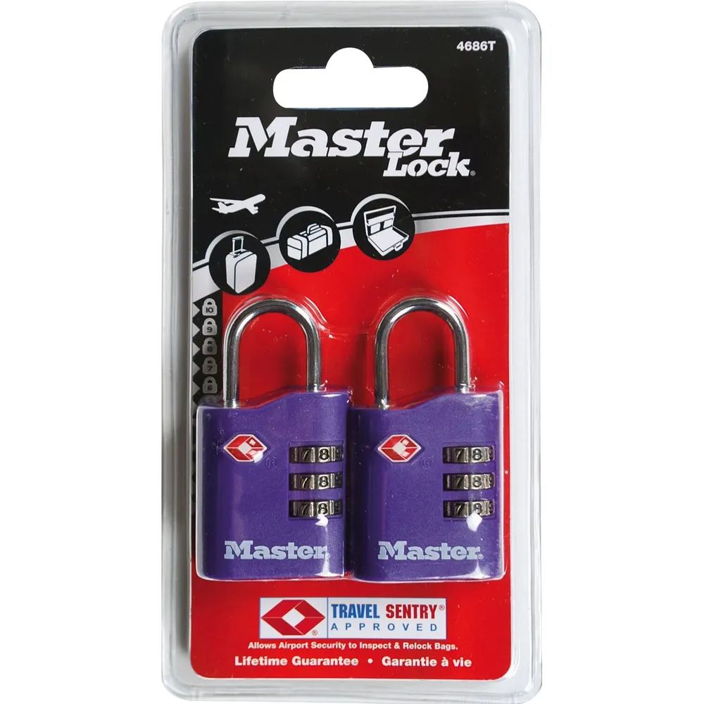 MASTER LOCK Vorhangschloss 4686 EURT TSA Zahlenschloss, 30 mm, bunt, SB