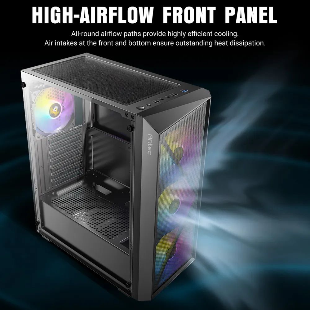 ANTEC AX67 ARGB PC Gehäuse Midi Tower Gaming ATX, schwarz