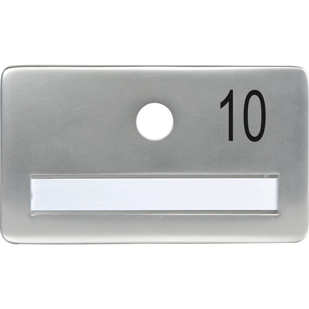 SOLIDO Namensschild ohne Spion, Bohrung ø 14, Alu silber eloxiert, Gravur Nr. 10