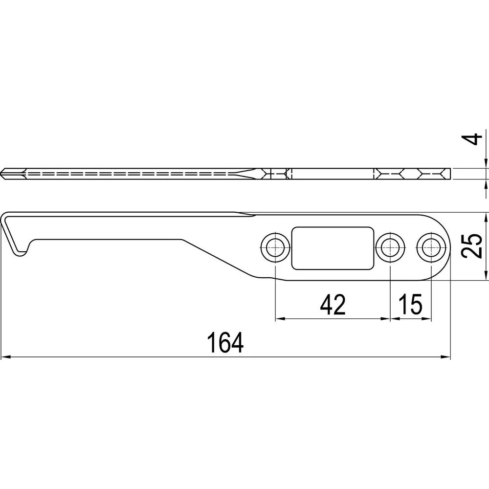 ABS Innovation GmbH  IMH-ABS Mitnehmerhaken SF, 164 x 25 x 4 mm, universal, DIN, schwarz verzinkt