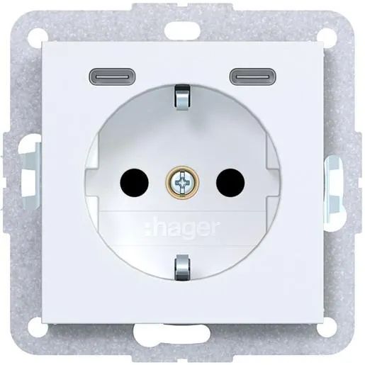 Hager STECKDOSE M.2XUSB-C 20W LWM / HAGERS WAS4055WM BERKER AX WAS4055WM