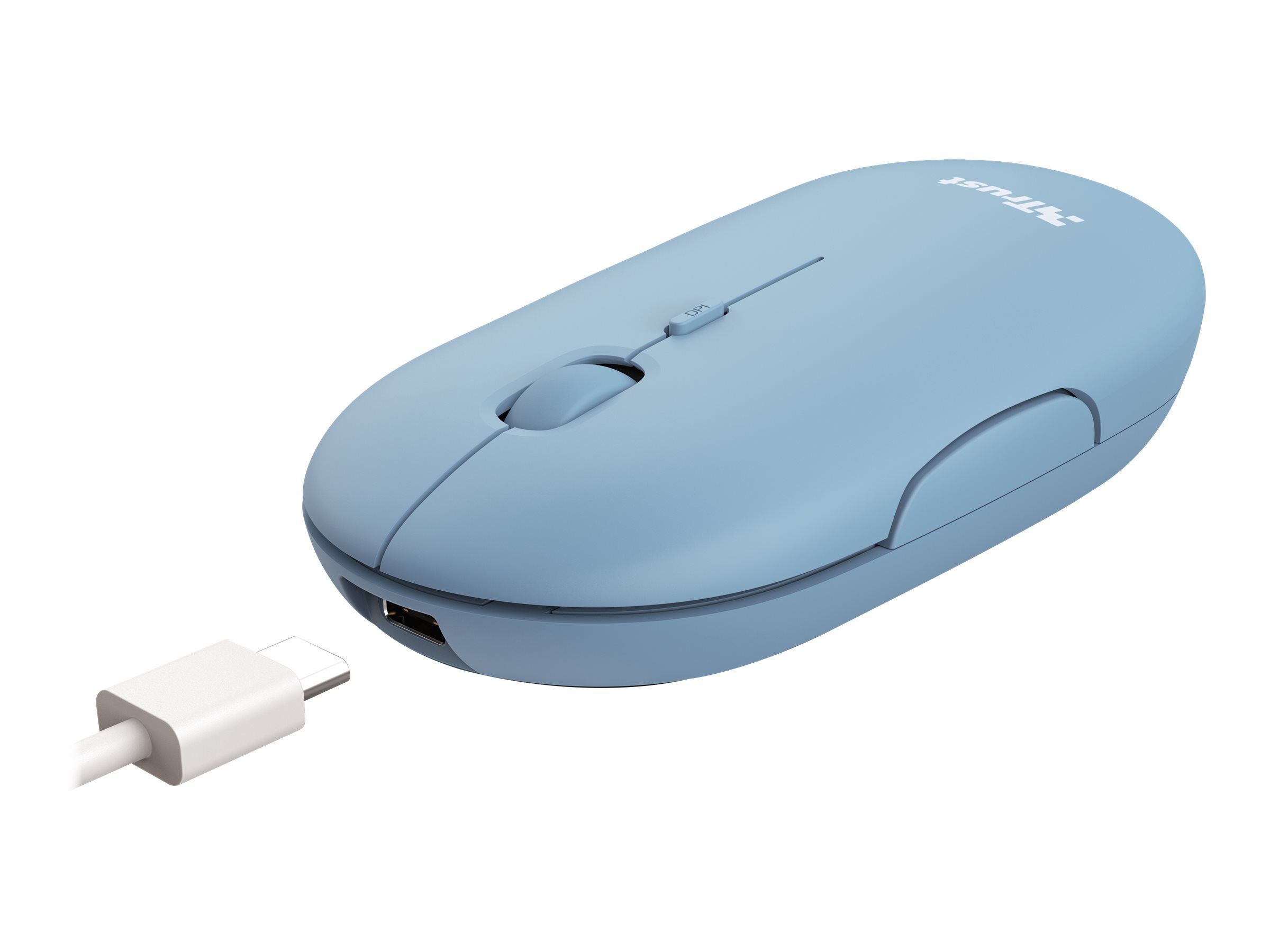 Trust Puck - Maus - rechts- und linkshändig - optisch - 4 Tasten - kabellos - Bluetooth, 2.4 GHz - kabelloser Empfänger (USB)