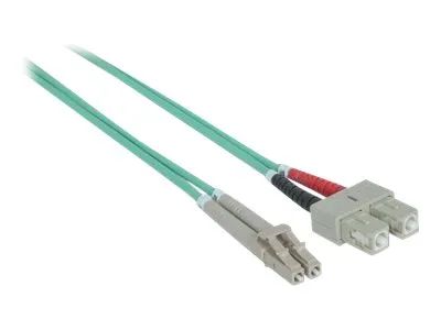 Intellinet Fiber Optic Patch Cable, OM3, LC/SC, 3m, Aqua, Duplex, Multimode, 50/125 µm, LSZH, Fibre, Lifetime Warranty, Polybag - Patch-Kabel - LC Multi-Mode (M)