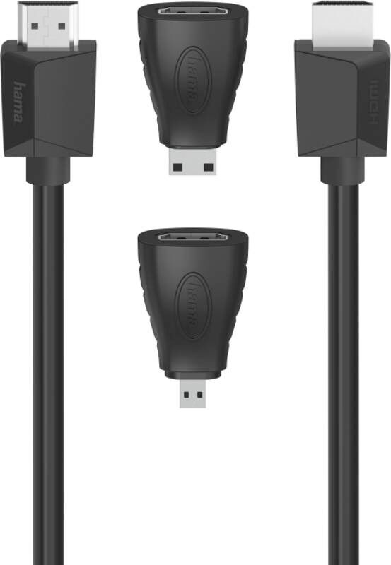 Hama 200705 HDMI-Kabel 1,50m + 2 Adapter