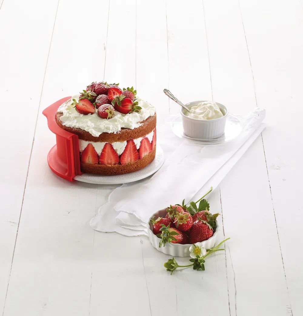 Lékué Springform mit Servierteller, 15 cm - Red
