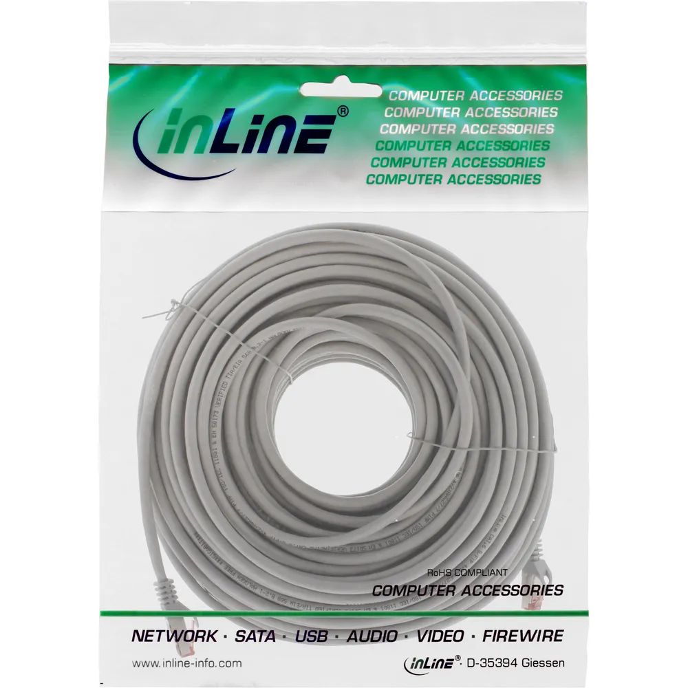 InLine Patchkabel - S/FTP (PiMf) - Cat.6 - halogenfrei - Kupfer - grau - 50m