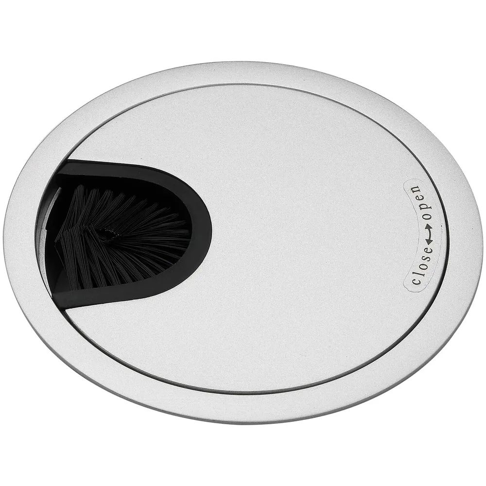 Confurn Export GmbH CONFURN Kabeldurchgang rund, mit Staubschutzbürste, Zamak silber RAL 9006