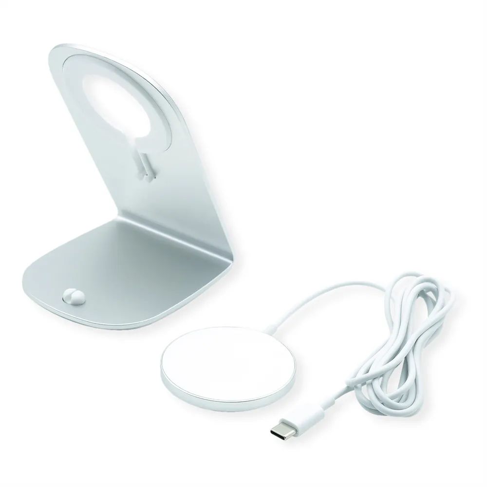 ROLINE Magnet-Induktions-Ladegerät mit Standfuß für Mobilgeräte, 15W