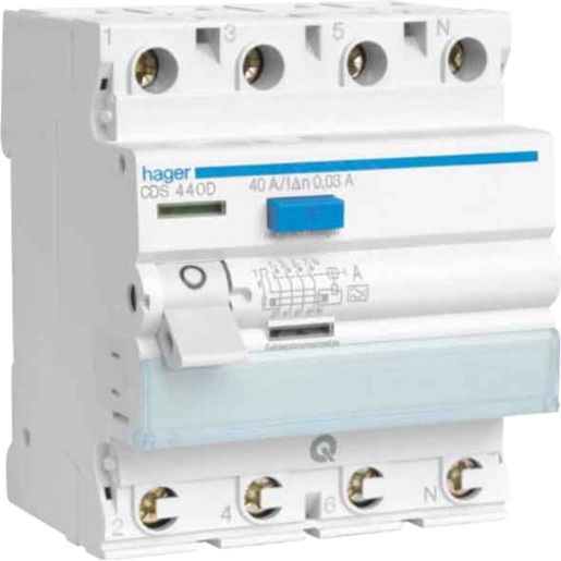 Hager FI-SCHALTER 4P 40A 30MA A / HAGER CDS440D QUICK CONNE. CDS440D