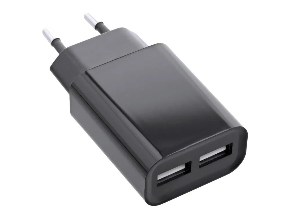 InLine USB Ladegerät DUO - Netzteil 2-fach - 100-240V zu 5V/2.1A - schwarz