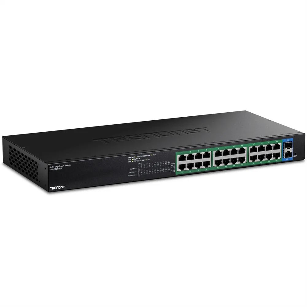 TRENDnet TPE-TG262ES - Version v1.0R - Switch - EdgeSmart - Smart - 24 x Gigabit Ethernet + 2 x Gigabit SFP - an Rack montierbar - PoE+ (380 W)