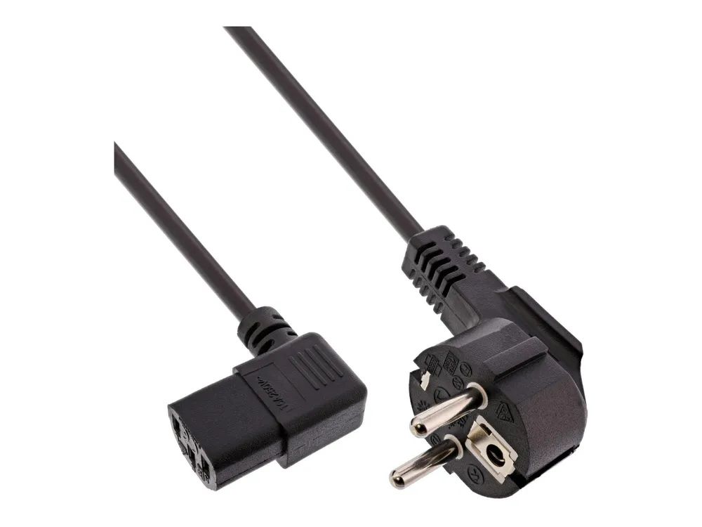 InLine 35er B-Pack Netzkabel - Schutzk. gew. / C13 links abgew. - schwarz - 1,8m