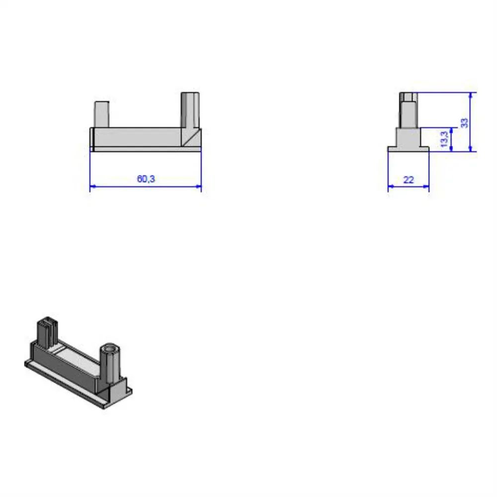 BACHMANN DESK2 Klebesockel RAL9005, Schwarz 2 Stück