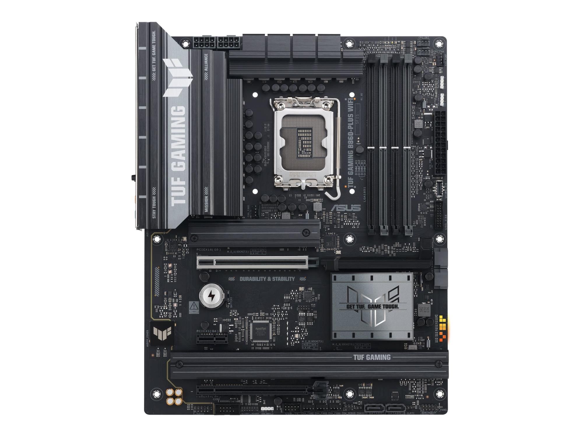 ASUS TUF GAMING B860-PLUS WIFI - Motherboard - ATX - LGA1851-Sockel - B860 Chipsatz - USB-C 3.2 Gen 2x2, USB 3.2 Gen 2, USB 3.2 Gen 1, USB-C 3.2 Gen2 - 2.5 Gigabit LAN, Bluetooth, Wi-Fi 7 - Onboard-Grafik (CPU erforderlich)
