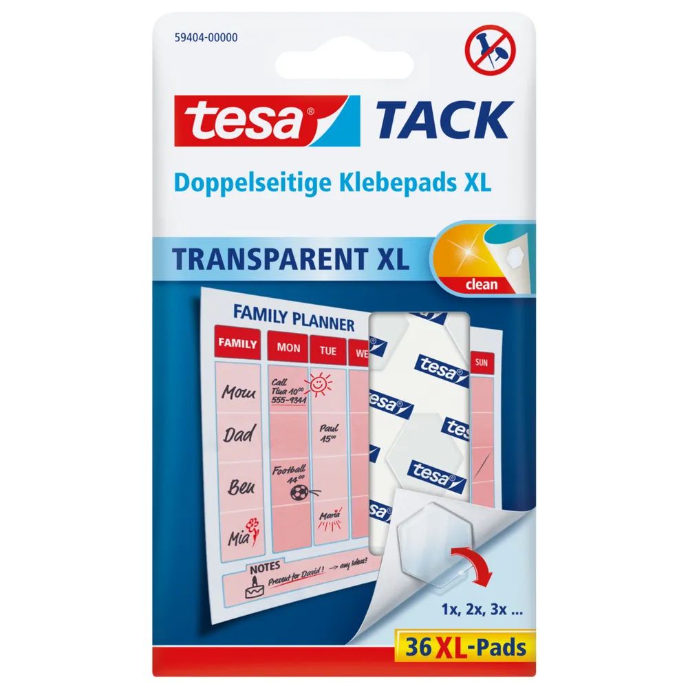 tesa® Tack XL – 36 Klebepads – wiederverwendbar – zum Fixieren & Dekorieren