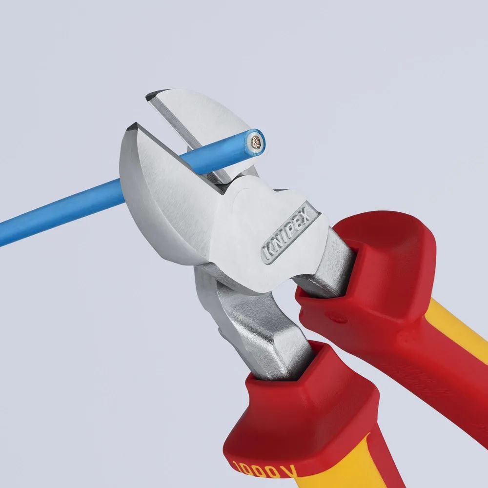 KNIPEX 74 06 200 SB Kraft-Seitenschneider isoliert mit Mehrkomponenten-Hüllen, VDE-geprüft verchromt 200 mm