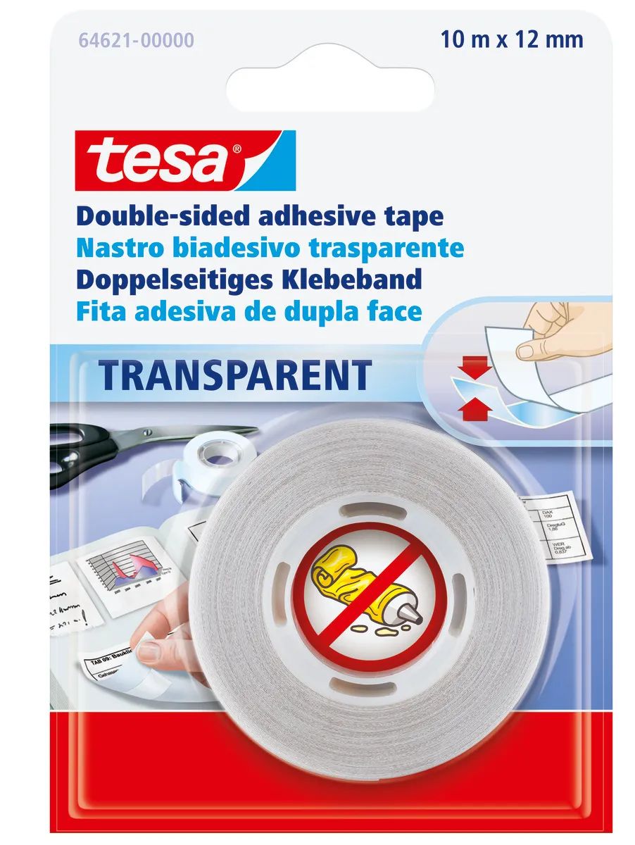 Tesa Doppelseitiges Klebeband - 12 mm x 10 m
