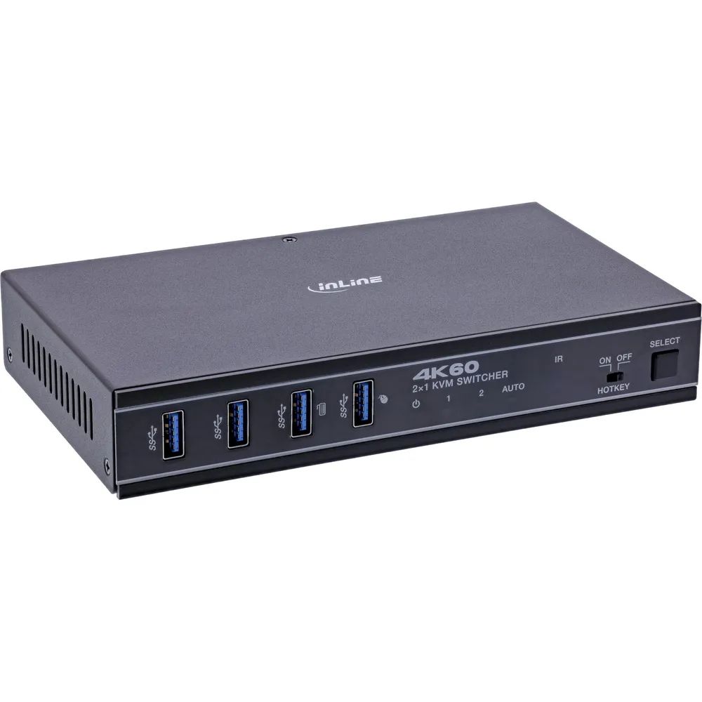 InLine KVM Switch - 2-fach - HDMI & USB-C - 4K60Hz - Umschalter