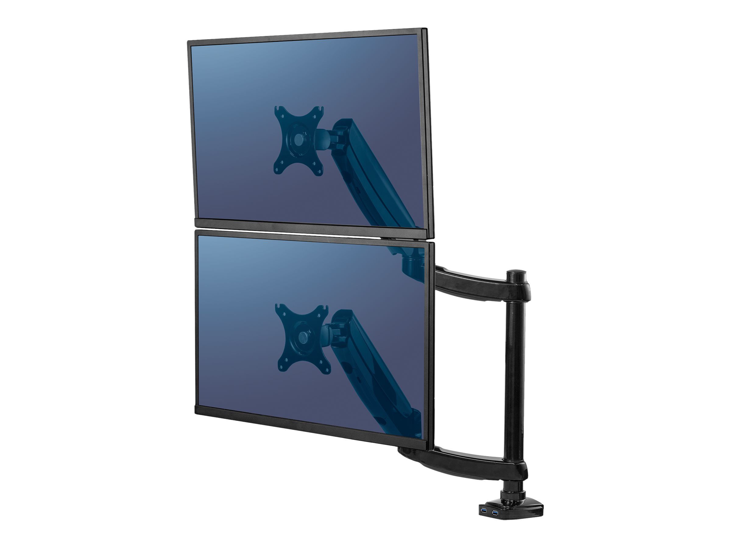 Fellowes Platinum Monitor Arm - Befestigungskit - einstellbarer Arm - für 2 Monitore - Aluminium, Stahl, Kunststoff - Schwarz - Bildschirmgröße: bis zu 68,6 cm (bis zu 27 Zoll)