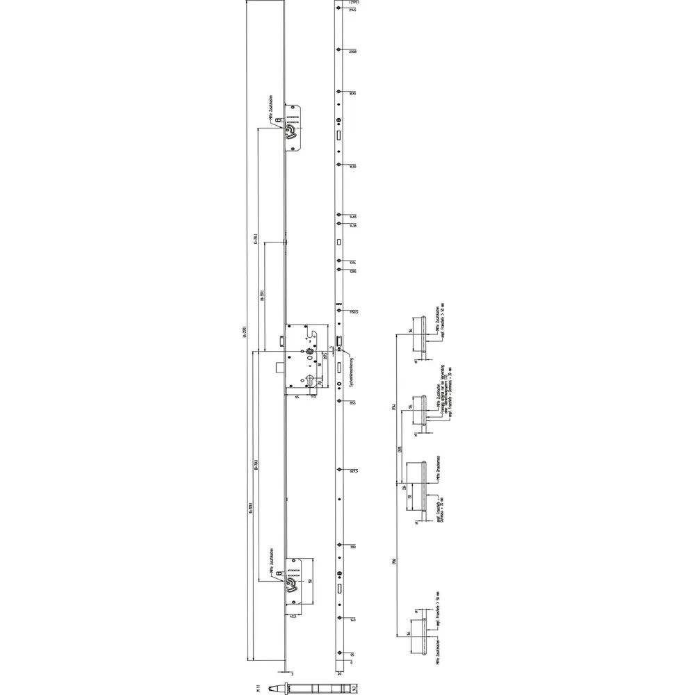 KFV MFV-Schloss BS 2300 ÖNORM, DM 65, Stulp 20 mm eckig, silber verzinkt
