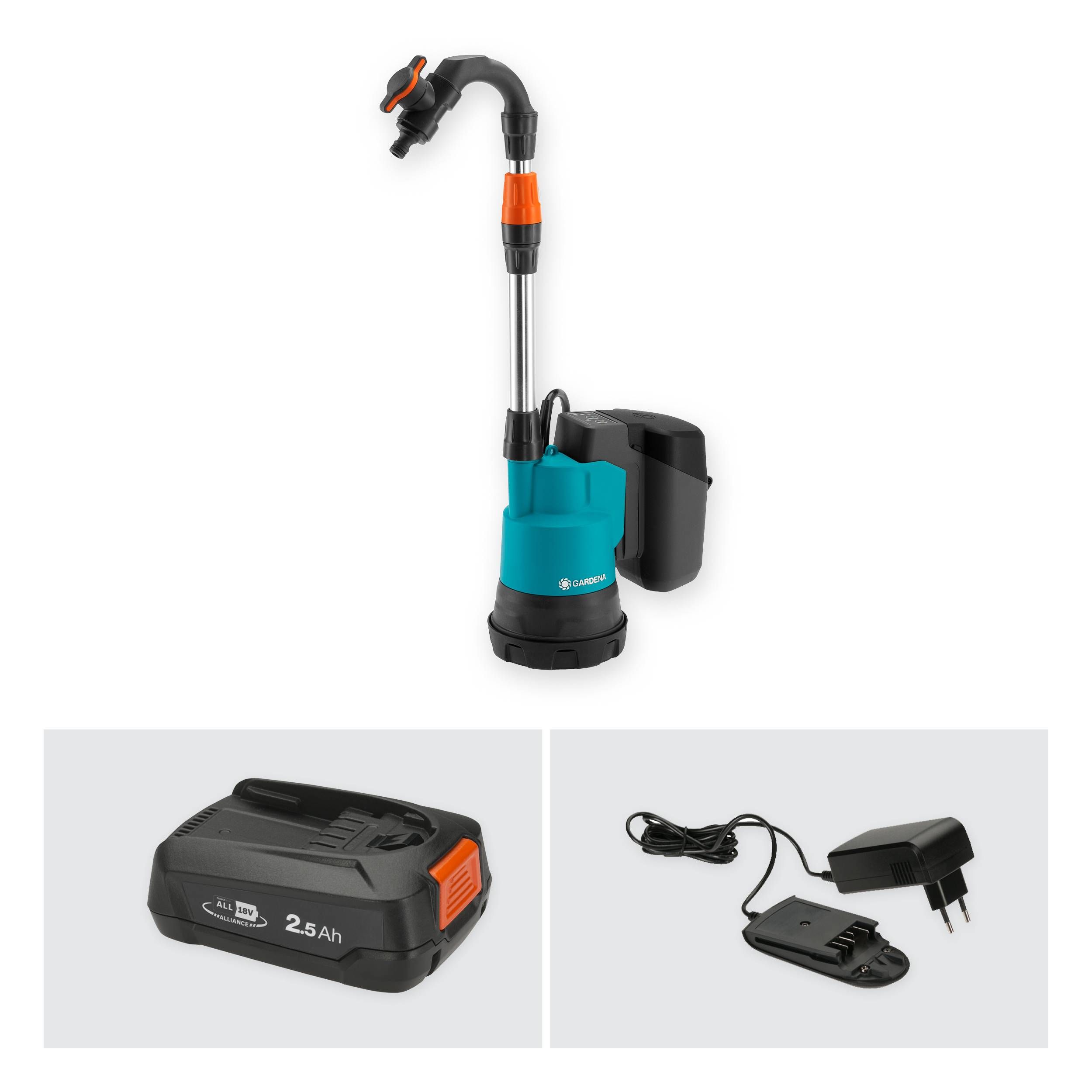 Gardena Akku-Regenfasspumpe 2000/2 18V P4A Ready-To-Use Set