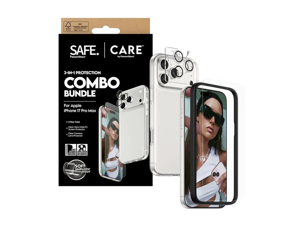 PanzerGlass SAFE. CARE 3-in-1 Fashionable Combo Bundle iPhone 17 Pro Max
