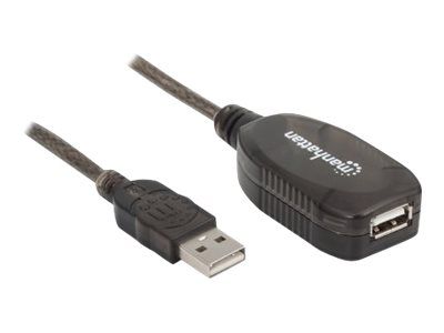 Manhattan USB-A to USB-A Extension Cable, 20m, Male to Female, Active, 480 Mbps (USB 2.0)