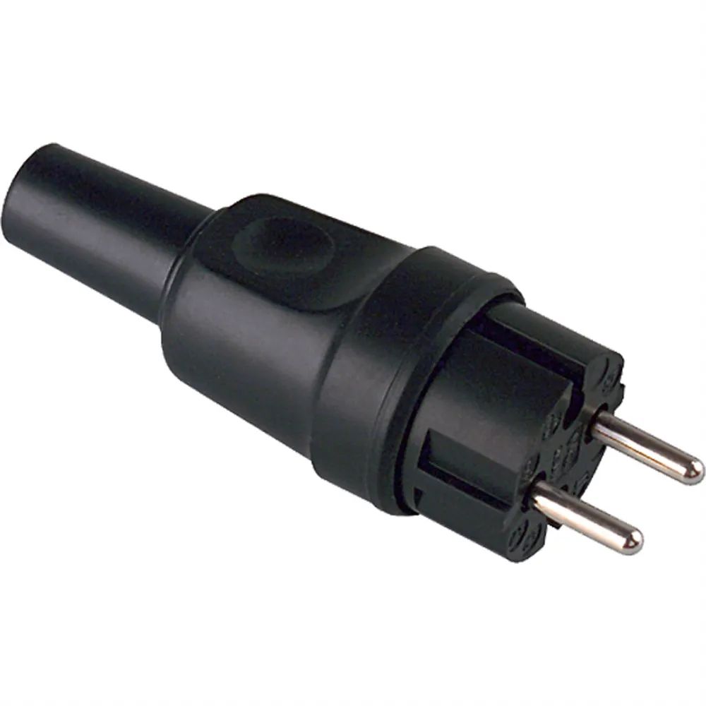 BACHMANN Vollgummi-Konturenstecker, schwarz, ohne Schutzkontakt