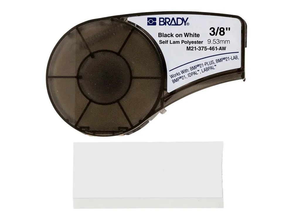 Brady Corporation Brady B-461 - Polyester - matt - permanenter Acrylklebstoff - Schwarz auf Weiß - Rolle (0,953 cm x 6,4 m)