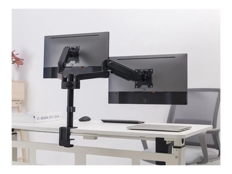 Equip Befestigungskit (Klemmmontagesockel, Tischplattenbohrung, Schrauben, 2 Arme) - Gasfeder - für 2 LCD displays / curved LCD display - Kunststoff, stainless steel - Schwarz - Bildschirmgröße: 43.2-81.3 cm (17"-32")