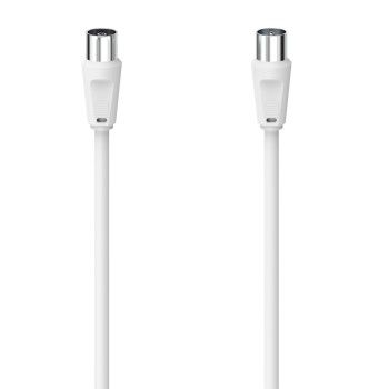 Hama Antennen-Kabel, Koax-Stecker - Koax-Kupplung, 5 m, 75 dB, Weiß