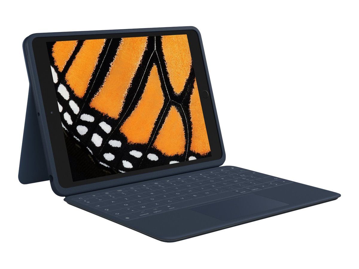 Logitech Rugged Combo 3 Touch for Education - Tastatur und Foliohülle - mit Trackpad - Apple Smart connector - AZERTY - Französisch - Classic Blue - für Bildungseinrichtungen - für Apple 10.2-inch iPad (7. Generation, 8. Generation, 9. Generation)