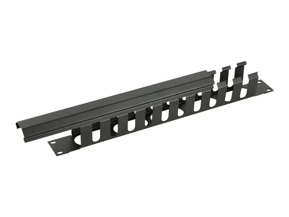 Lanview by Logon - Rack-Kabelorganizer - sliding cover - Schwarz, RAL 9005 - 1U - 48.3 cm (19")