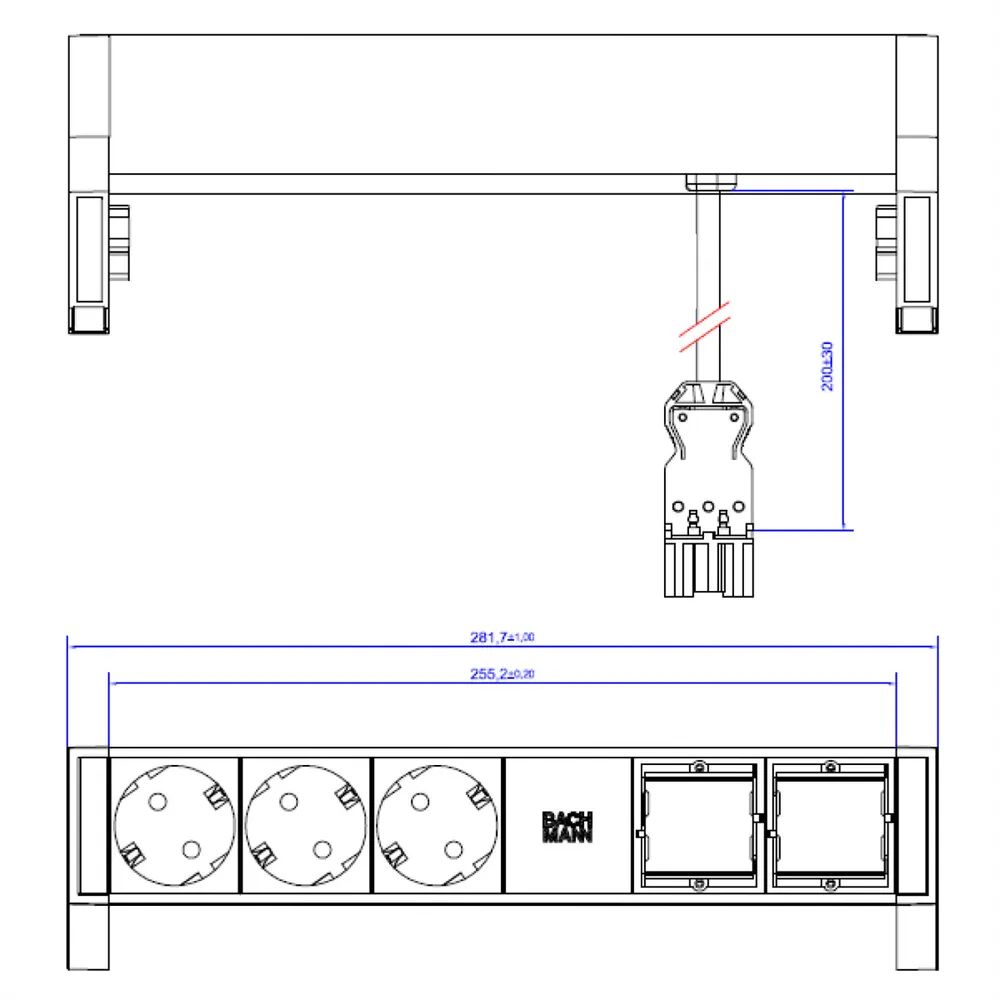 BACHMANN DESK2 3x Schutzkontakt 2x ABD GST18 Inox