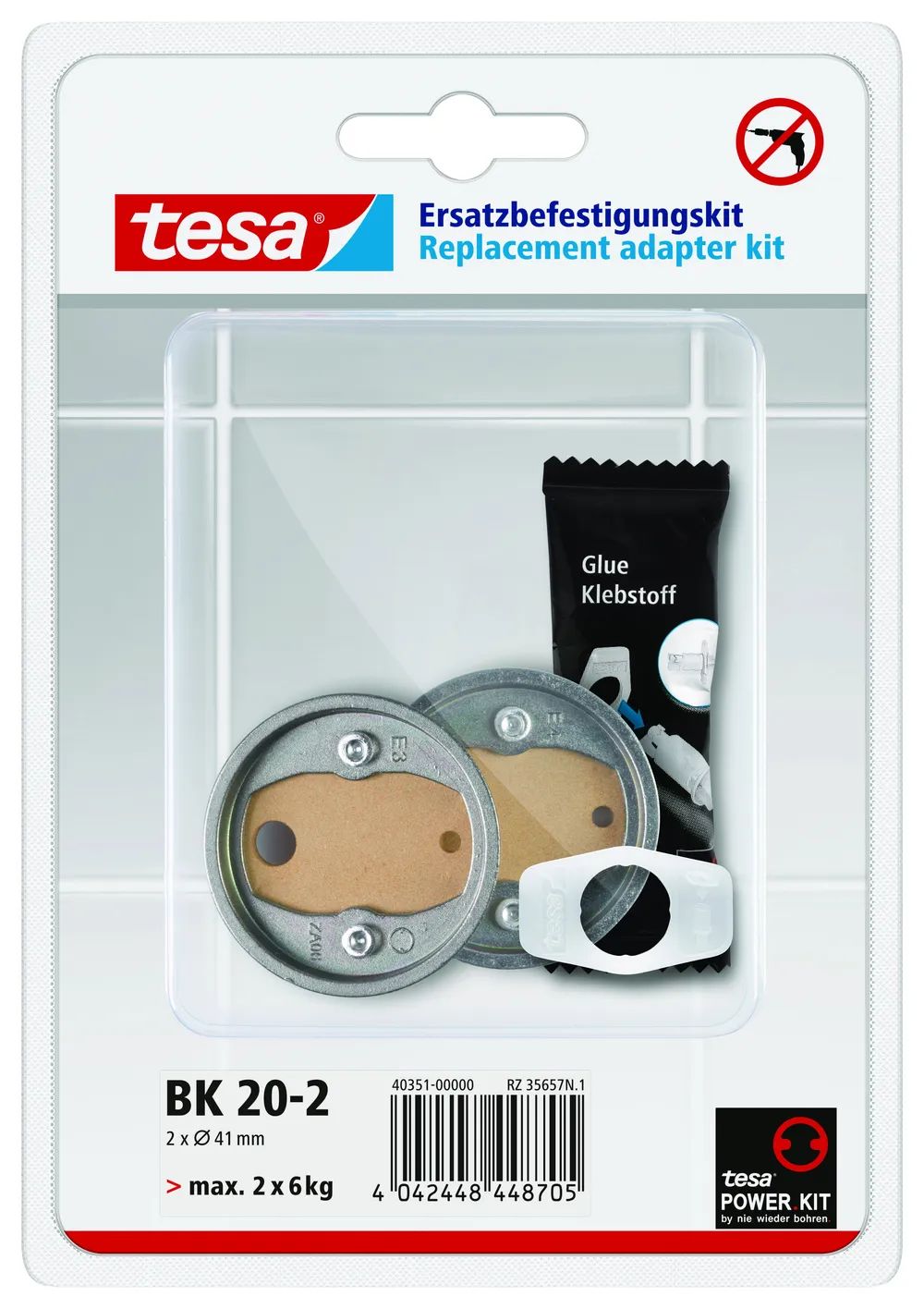 tesa® Power.Kit Befestigungsadapter BK43-2, 41mm Durchmesser, 8mm Höhe