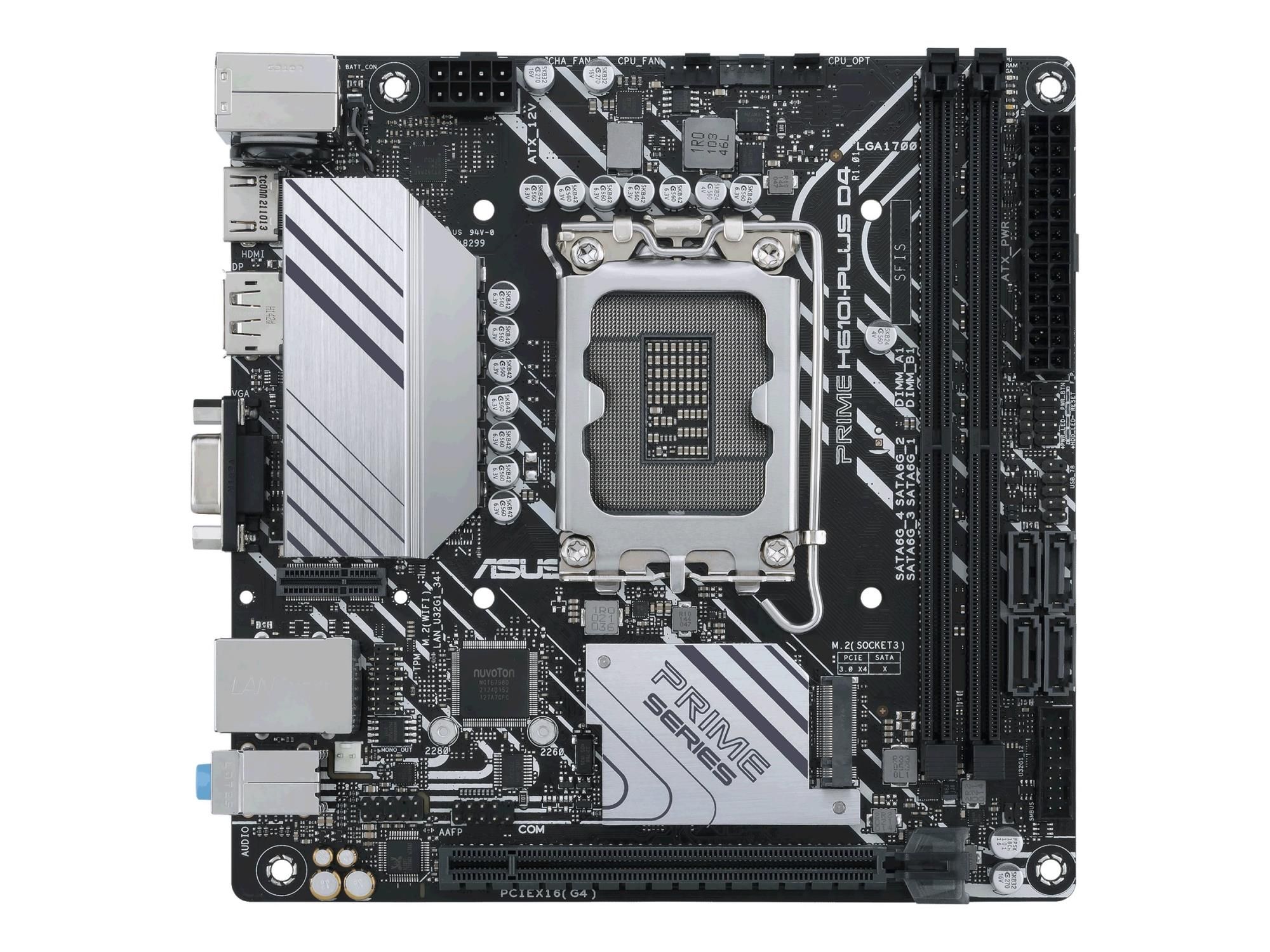 ASUS PRIME H610I-PLUS D4-CSM - Motherboard - Mini-ITX - LGA1700-Sockel - H610 Chipsatz - USB 3.2 Gen 1 - Gigabit LAN - Onboard-Grafik (CPU erforderlich)