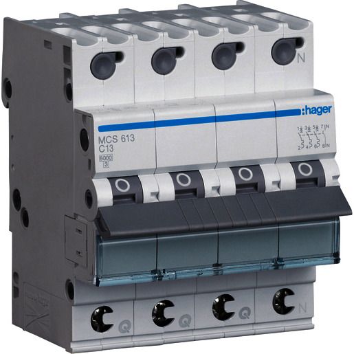 Hager LS-SCHALTER 3P+N 13A-C6KA 4PLE / HAGER MCS613 QUICK CONNECT MCS613