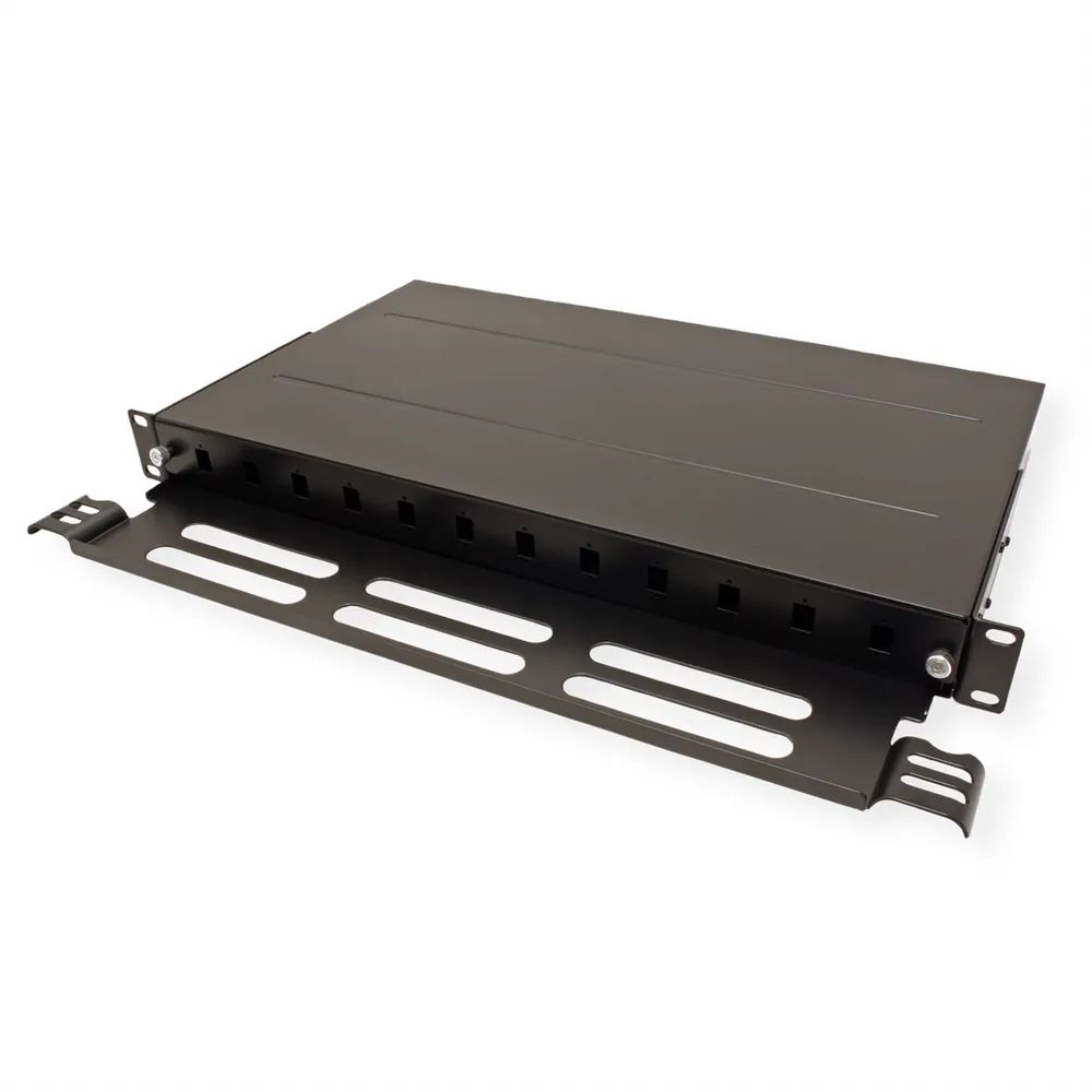 ROLINE 19''-LWL-Gehäuse leer, 1 HE, 12x SC-Simplex oder LC-Duplex, schwarz